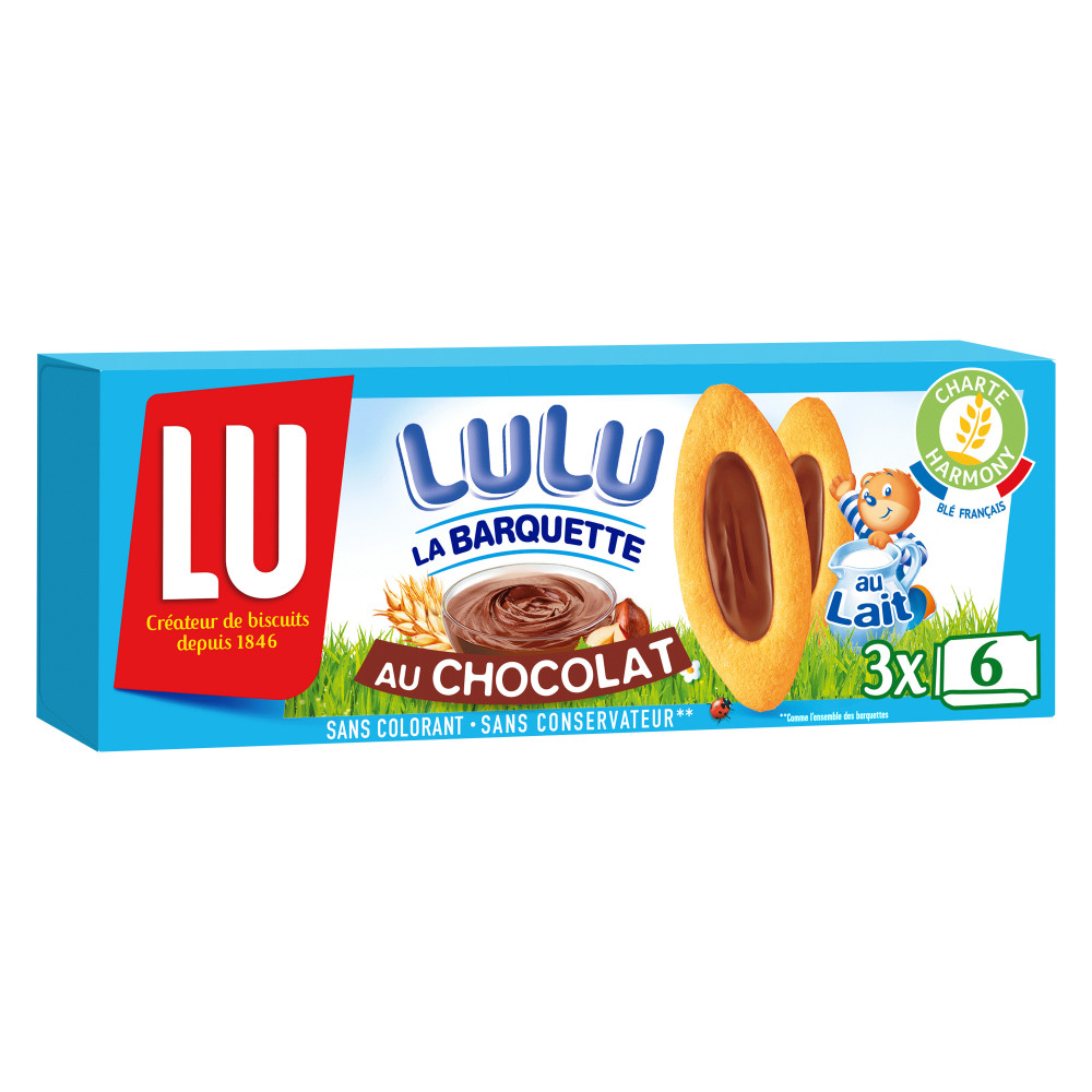 biscuit lulu la barquette chocolat noisettes lu 120grs